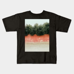 Olive Trees Behind Red Wall Kids T-Shirt